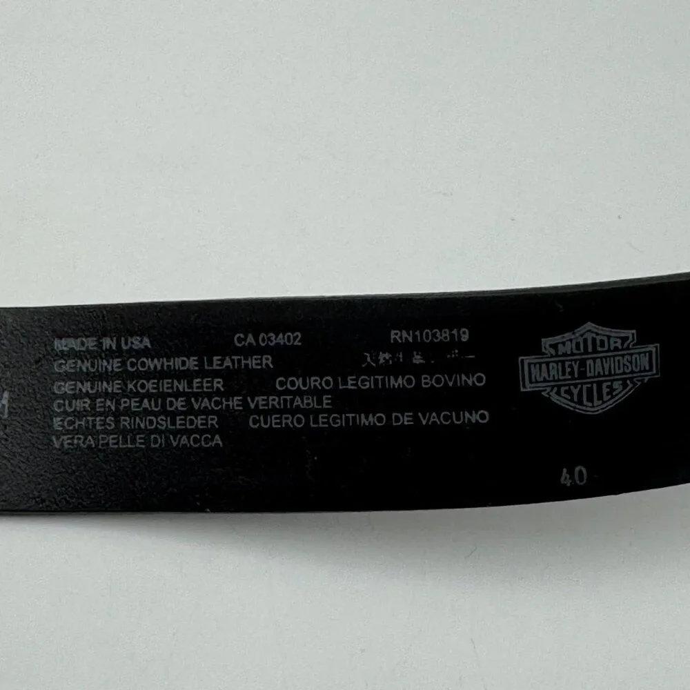 Harley-Davidson Embossed Leather Belt Black Bar & Shield Logo Mens Size 40